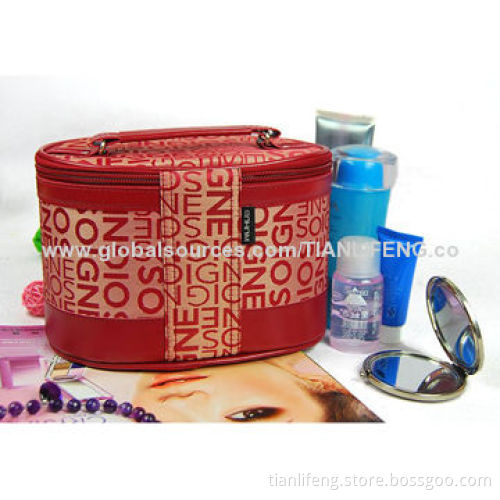 Polyester and PU Cosmetic Bag, High Capacity